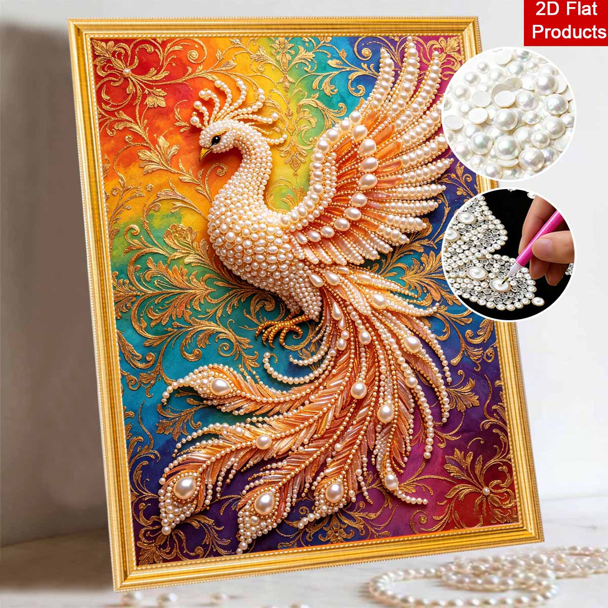5D Pearl Painting Handmade DIY Majestic Peacock Home Office Desktop Decoration Painting 30x40