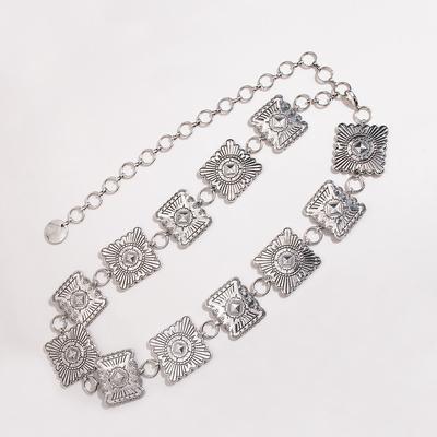 New Western Style Engraving Geometric Women's Metal Waist Chain Heavy Industry Fashion Rural Style Square Waist Chain