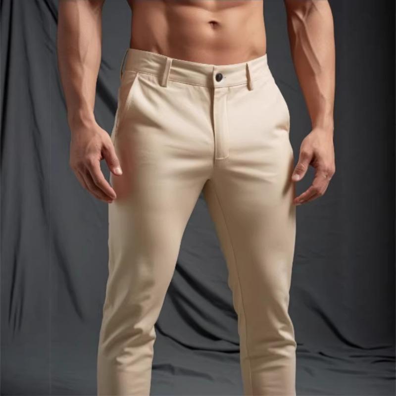 Summer Men's Black Slim Trousers Casual Business Ankle Length Dress