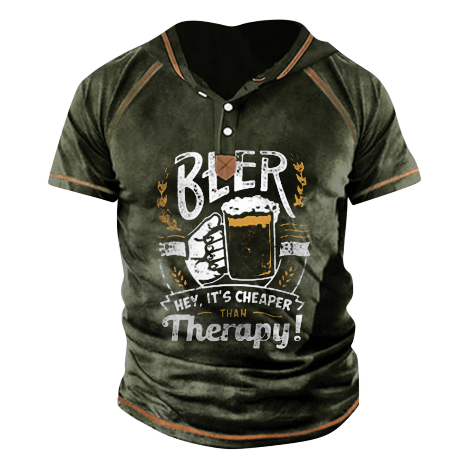 

Мужская футболка с принтом, уличная уличная футболка с короткими рукавами и капюшоном на пуговицах XXXXL зелёный