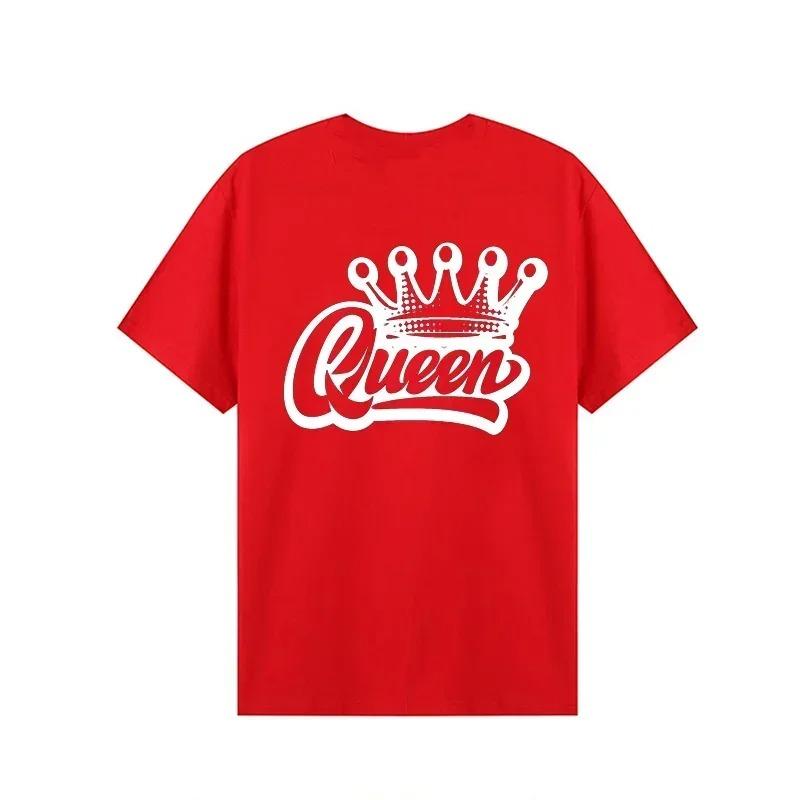 King Queen Crown Print Couple TShirts Harajuku Style Womens Comfortable Tees Summer Tops for Unisex and Women Tshirts