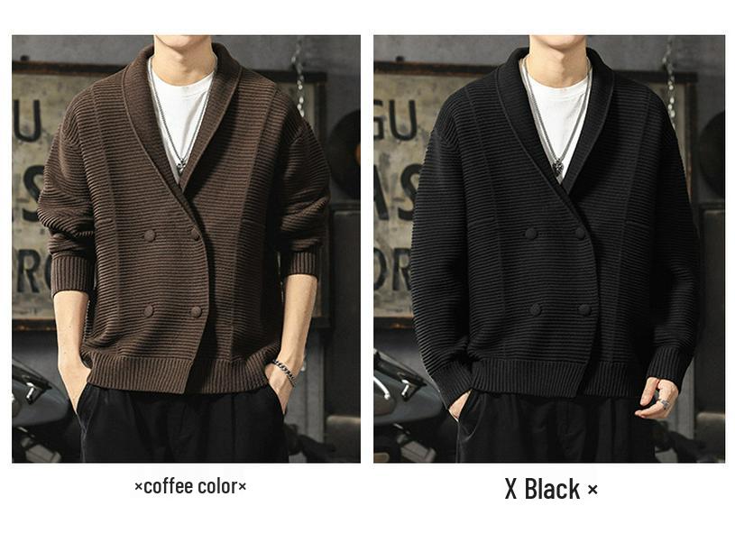 Men's Luxury Double-Breasted Thick Knit Cardigan - Autumn/Winter Loose Warm Sweater Coat