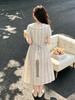Girl's Elegant Blue & White Floral Lapel Summer Dress 2026