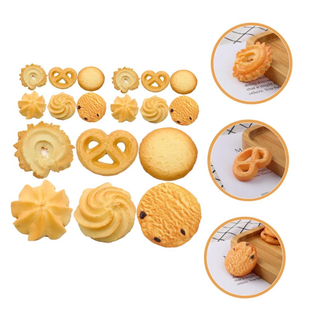 TOPPERFUN 18 Pieces Cookie Artificial Fake Cookie Imitation Bread Food Fake Food Pretend Realistic Cooking Models, Crackers, Cooking, Bread, Models,