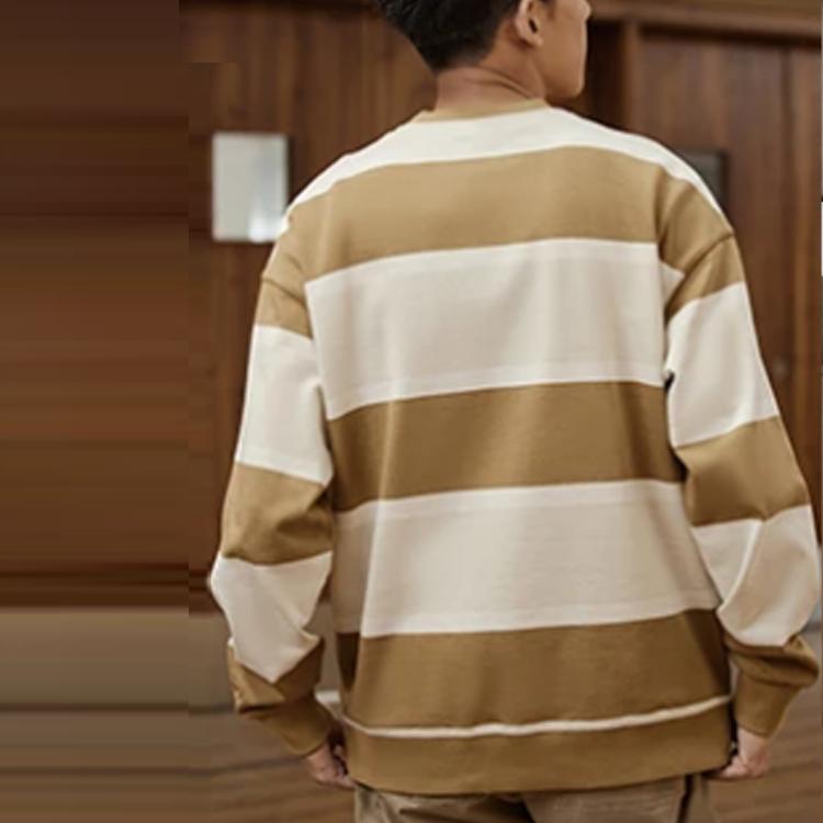 Li Ning Sport Fashion Series Color Block Striped Round Neck Pullover Sweatshirt Unisex Sweatshirt Seed-Brown AWDS537-3