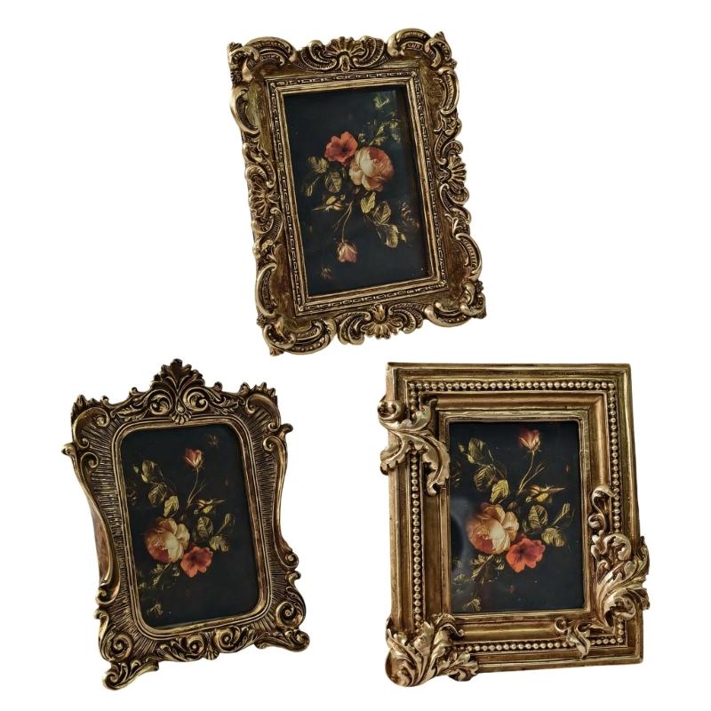 Beautiful Decorated Golden Resins Frame Including Stand And Hook For Photos And Creation