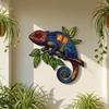 Pastoral Style Home Accents Metal Lizard Wall Decoration, Iron Chameleon Art Hanging Sculpture, Multicolor Mosaic Wrought Animal Sculpture Painted