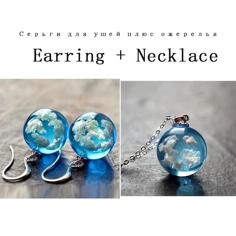 

Незвичайна біла хмара та блакитне небо прозора кругла сережка-крапля для жінок чоловіків креативна модна смола для вух циркон