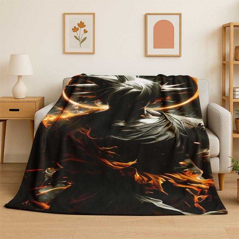 Cartoon D-Dragon Ball Anime Game Flannel Blanket Soft Warm Throw Blanket for Bedroom Living Room Bed Travel Camping Picnic Kid