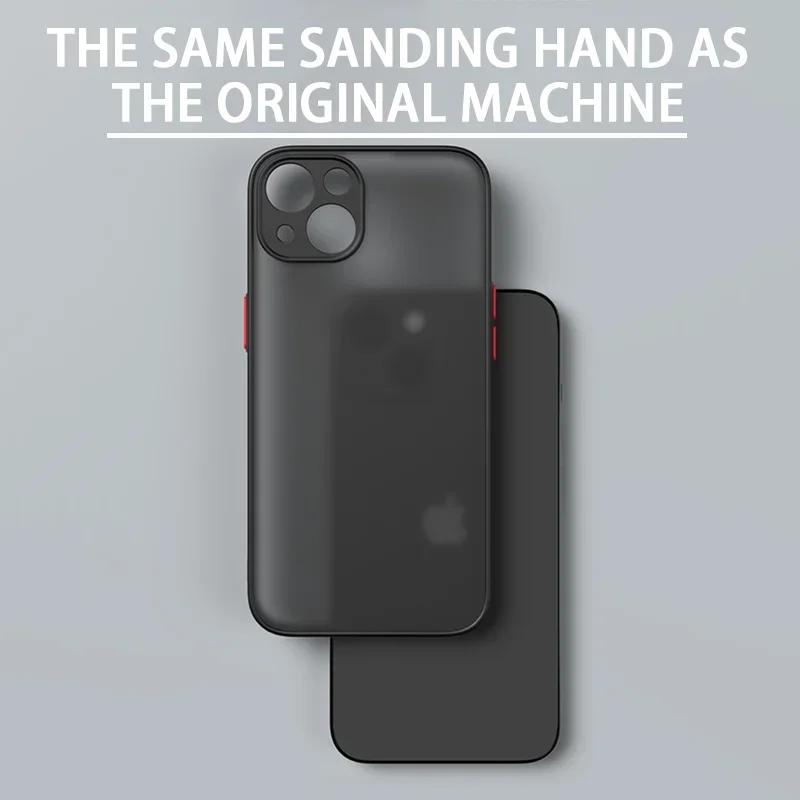 Shockproof Thin Matte Case For iPhone 15 16 13 12 11 14 Pro Max Plus Mini XR XS X Silicone Bumper Clear Hard Cover Capa Funda