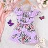 Children's Clothing New Arrival for Girls Summer Resort Style Ruffled Floral Jumpsuit
