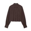 Cross2026 Spring/Summer Women's Versatile Casual Plaid Balloon Shirt with Pocket Decoration.