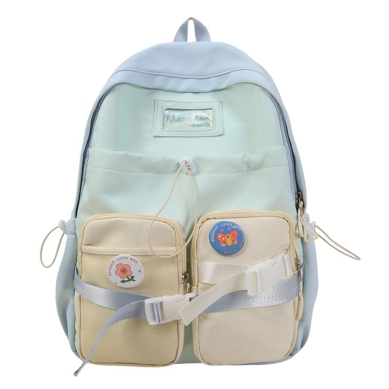 Junior High School Student Schoolbag Color Block Women's Large Capacity Backpack