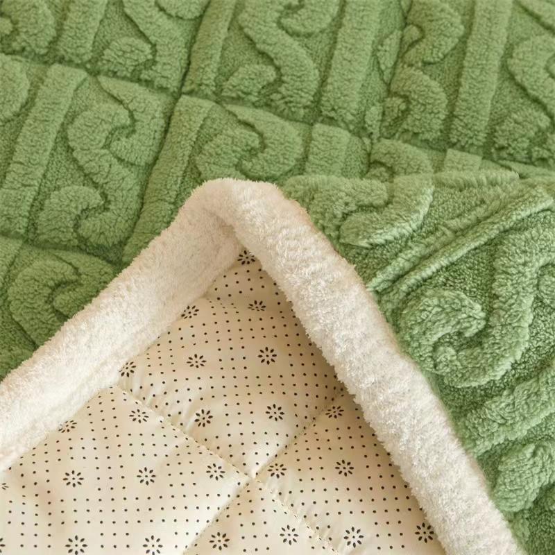 Drap de lit de luxe épais et doux en peluche King/Queen Size, matelassé en velours chaud pour l'hiver, surmatelas antidérapant, sans taie d'oreiller