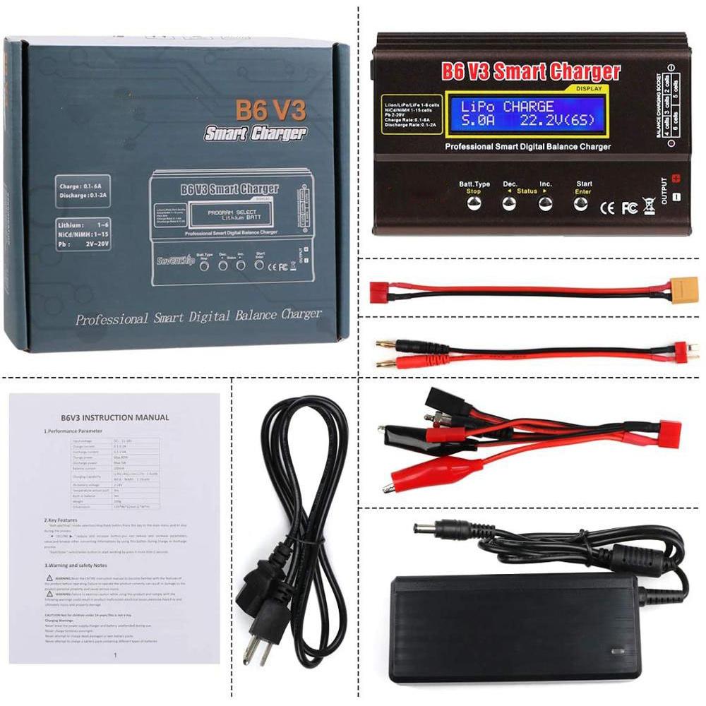 For Rc Lipo Nimh Lihv Battery B6 V3 Smart Balance Charger 80W Digital Discharger