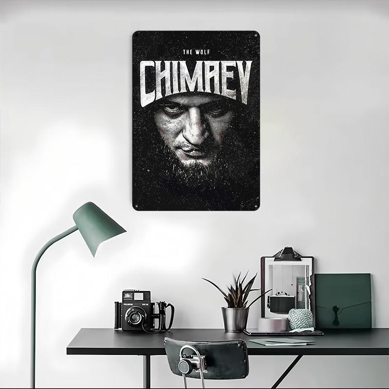 Khamzat Chimaev 'The Wolf' Portrait Tinplate Poster Customized Wall Art Vintage Metal Signs Retro Tin Plaque for Bathroom Decor