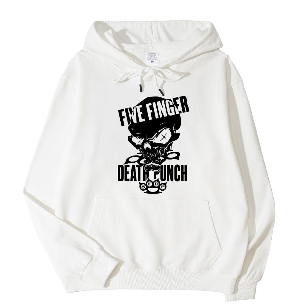 Podzimní/Zimní Rapová Kapela Five Finger Death Punch Mikina Fleecová Teplá Mikina Volná Móda Pánská a Dámská Mikina s Kapucí Dlouhý Rukáv