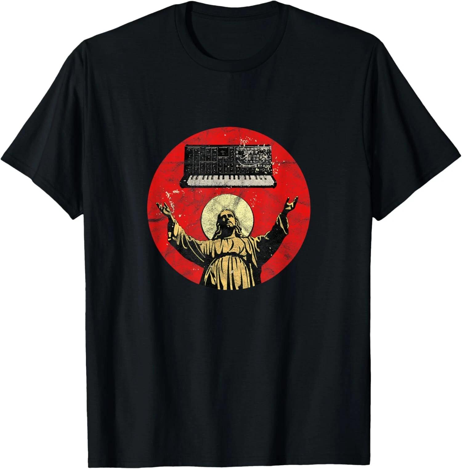 Vintage Synthesizer Jesus Analog Synth Nerd Analog Studio T-Shirt XL