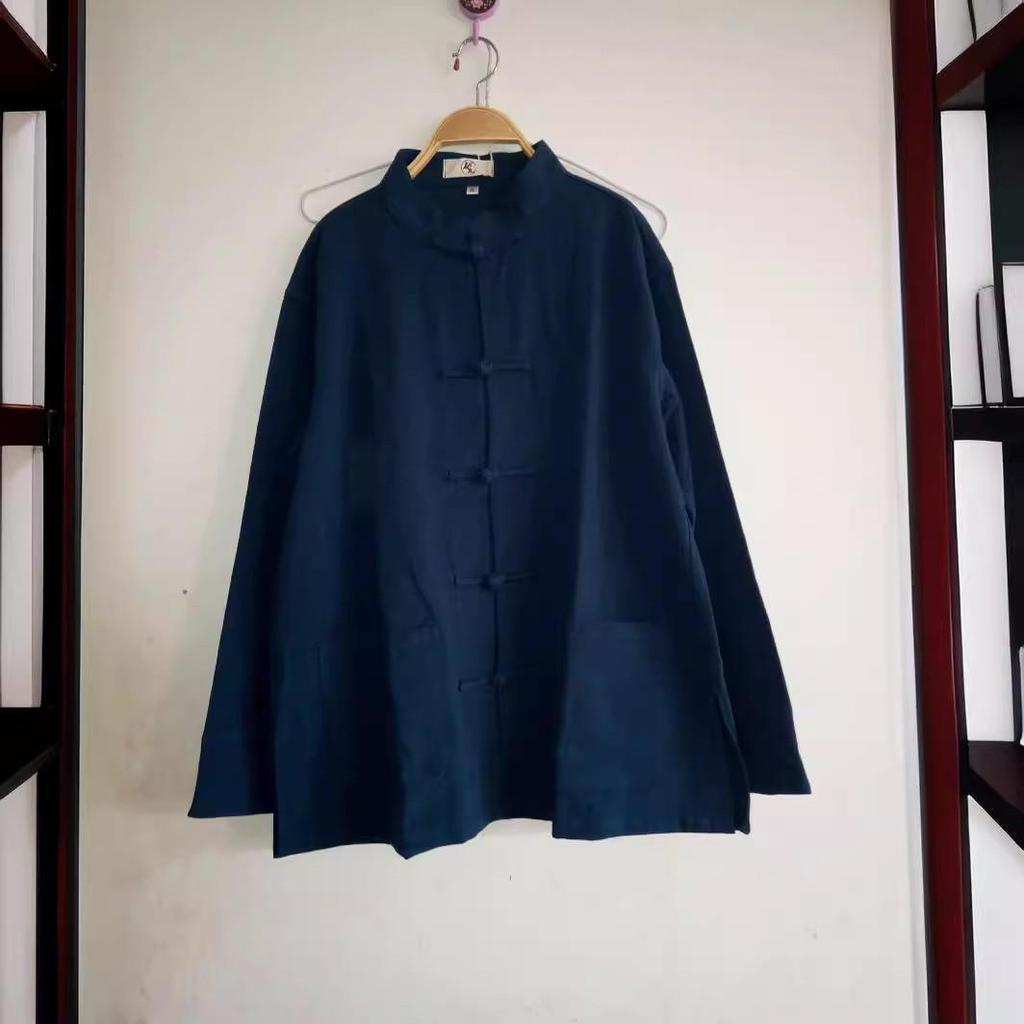 Men's Ethnic Style Hemp Cotton Shirt - Stand Collar, Long Sleeve, Frog Buttons, Loose Fit (2026).