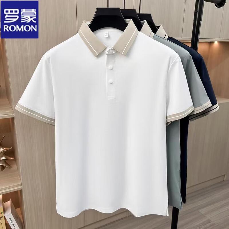 ROMON Men's Cooling Breathable Short Sleeve Polo Shirt