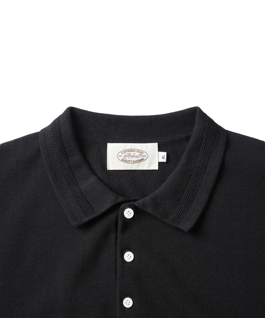 AMFEAST Essential Polo Half Knit Black