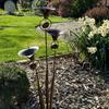 Triple Bluebells Garden Stake, Metal Flower Decoration with Bell, Calla Lilies Yard Art Sculpture, Rustic Handmade Ornament for Outdoor Lawn Patio