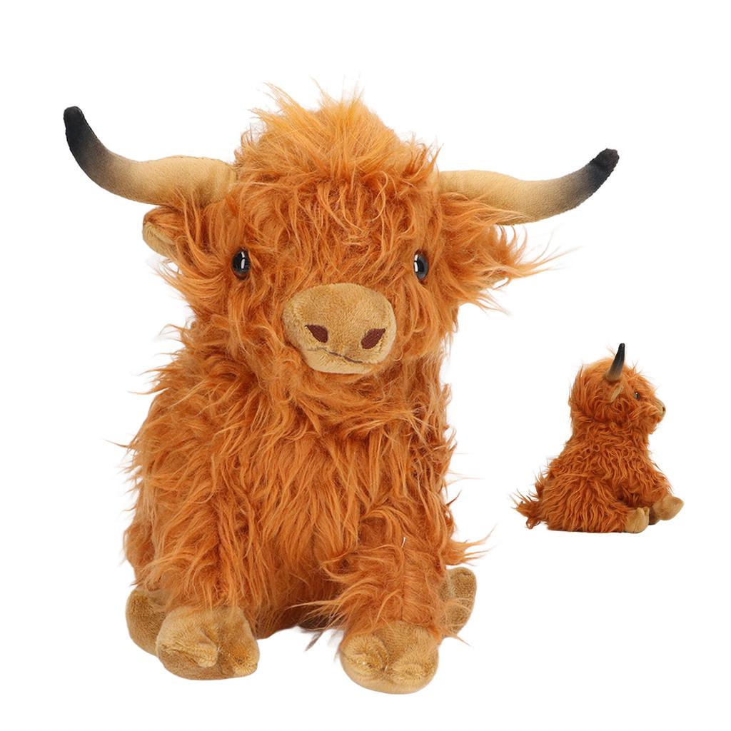 Simulation Highland Cow Plush Toy Lifelike Cute Soft Stuffed Animal Doll for Gifts Decoration 9.1in