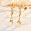 Fashionable Micro-inlaid Zircon Paris Tall Earrings Light Luxury Niche Individual Earrings High-end Earrings