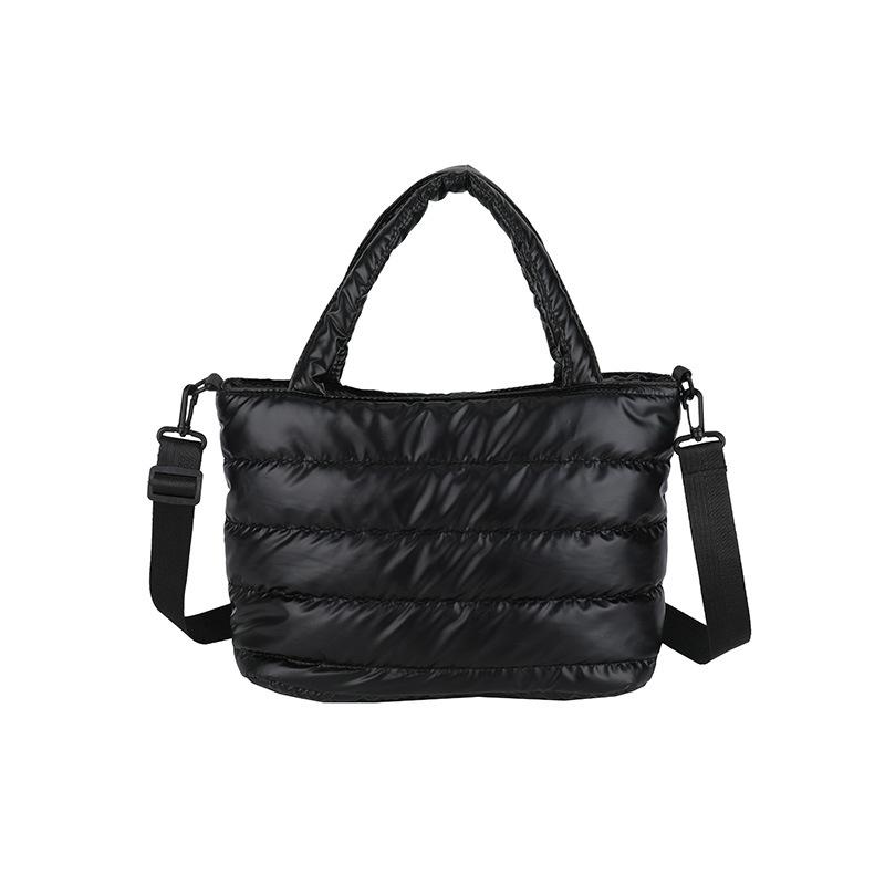 

Casual cotton bag winter new embroidery thread space cotton shoulder handbag fashion casual glossy messenger bag чёрный