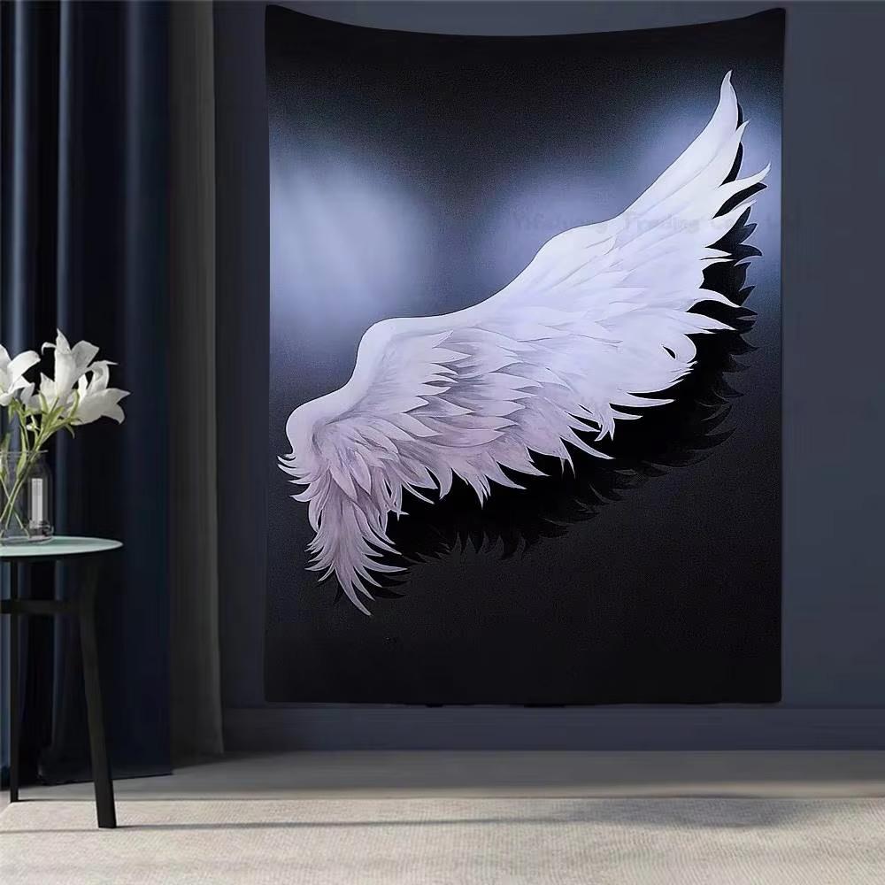 Black White Angel Wings Printed Large Wall Tapestry Cheap Hippie Wall Hanging Bohemian Wall Tapestries Mandala Home Decor