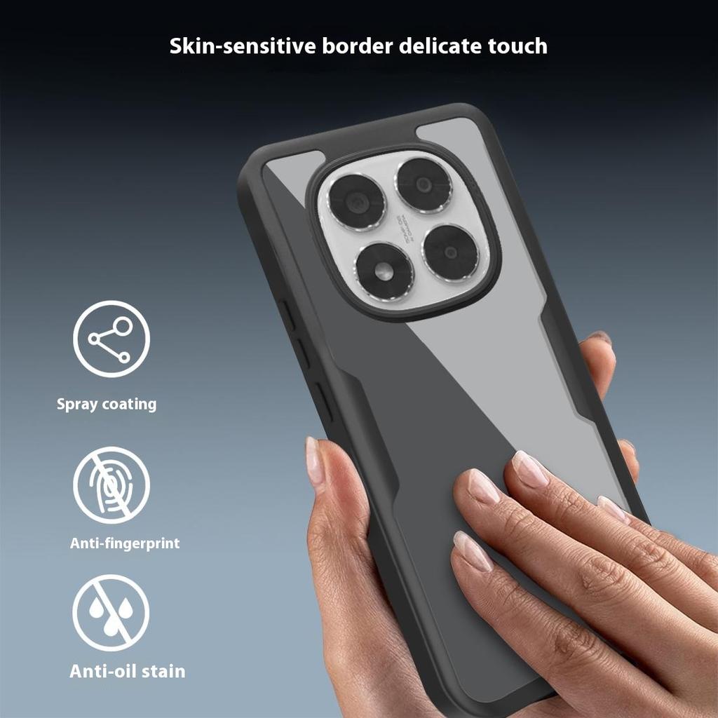 For Xiaomi Poco X7 5G/Redmi Note 14 Pro+ 5G/Note 14 Pro 5G Case Acrylic + TPU Clear Phone Cover with PET Screen Film