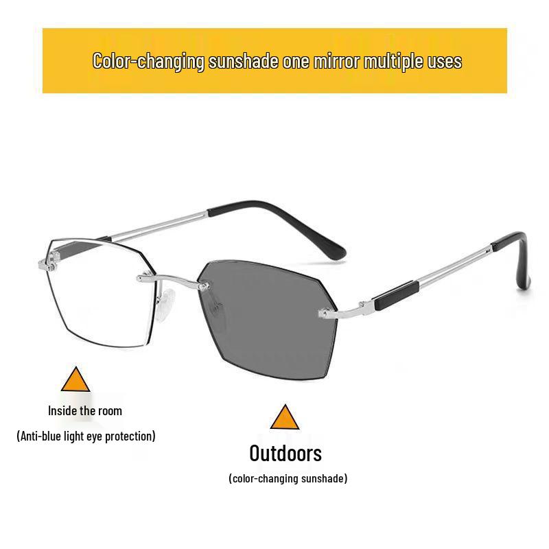 Men's Smart Photochromic Anti-Blue Light Reading Glasses: Fashionable Two-in-One Design, Can Also Be Used As Sunglasses