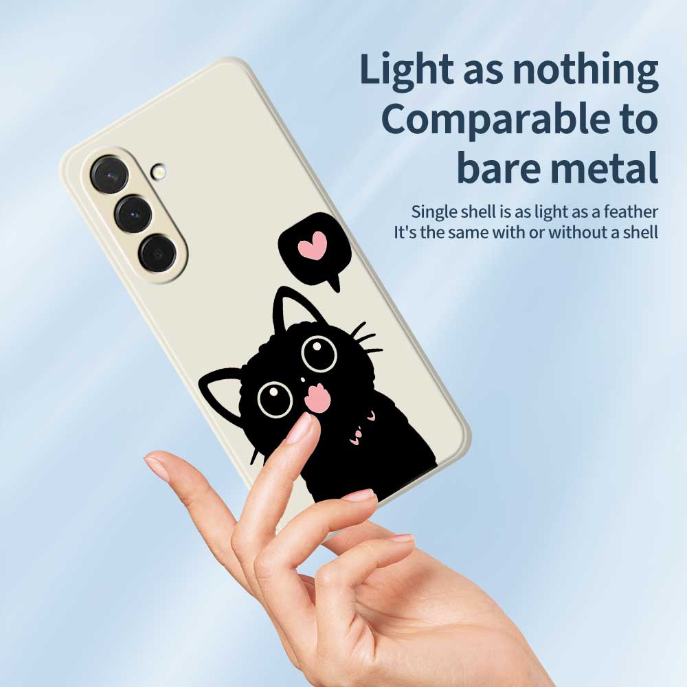 For Samsung Galaxy A36 5G Case Love Black Cat Pattern Printing Straight Edge TPU Phone Back Cover
