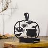 Black Halloween Candle Holders Creepy Hollow Out Silhouette Candle Holder Halloween Table Decoration Metal Pumpkin Shape