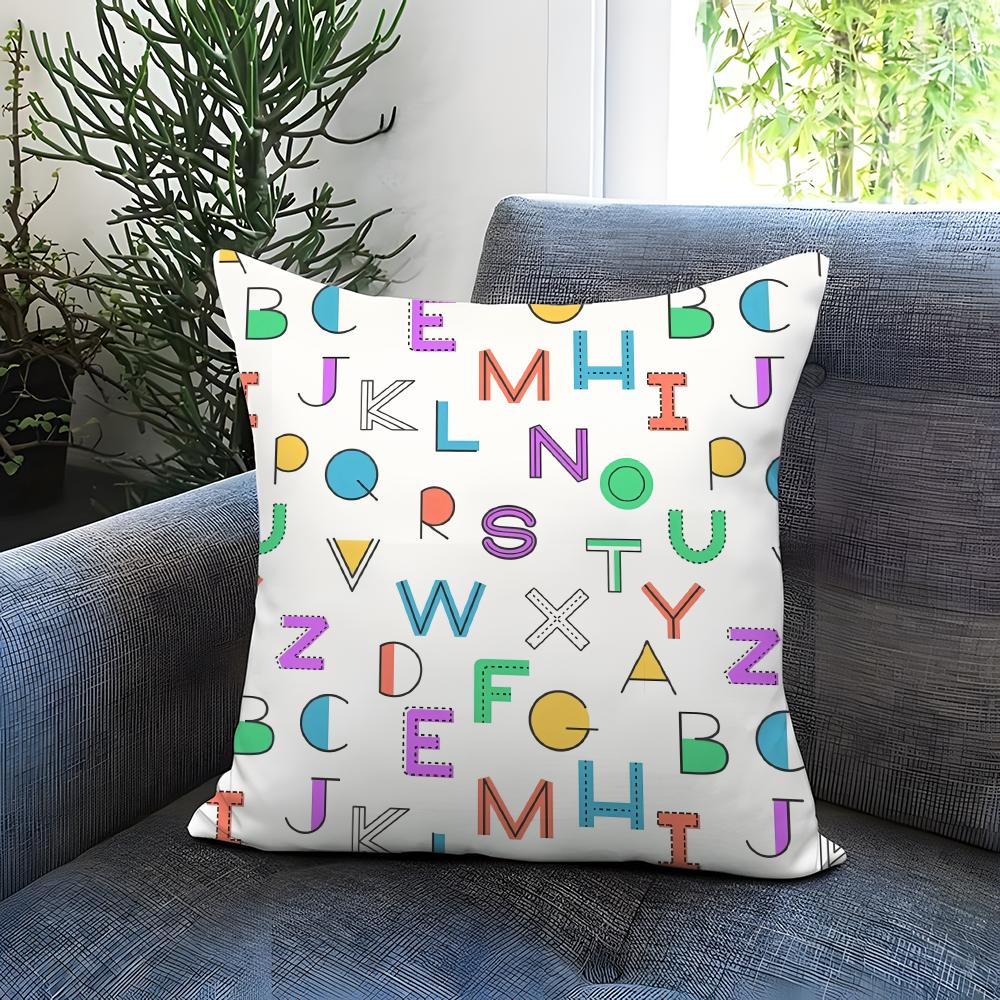 

Hot E-EEnglish letters Cushion Cover Comfortable Reversible Pillow Cover Ideal for Car Sofa Bedroom & Beyond 30cmx30cm