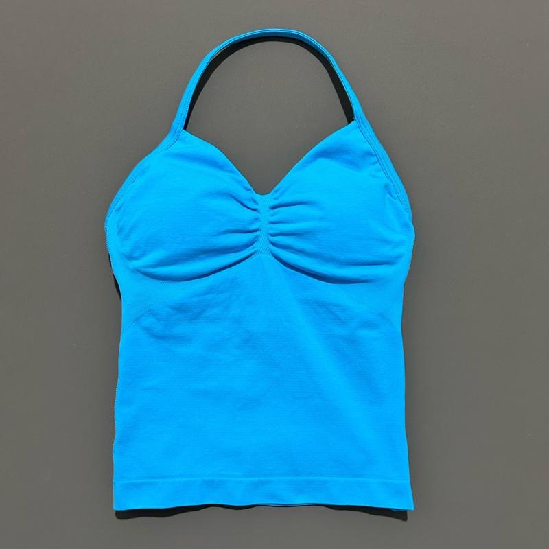 Gym Halter Top Woman Longline Strappy tank Padded Yoga Clothing Removable Cups Yoga Tank Tops Fitness Workout Running Activewear XS