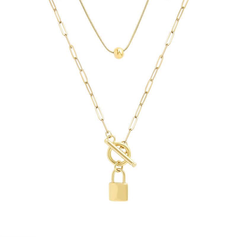 European & American Multi-layer Titanium Steel Necklace with Non-fading OT Buckle Clasp - Versatile Stackable Pendant for Women