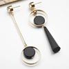 Black Asymmetrical Geometric Hanging Long Earrings For Women Statement Earrings Drop Boucle Oreille Femme Fashion Jewelry Gift