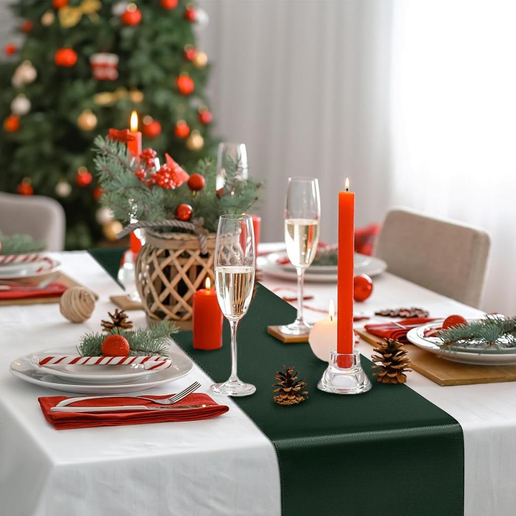 5-20Pack Satin Table Runner Green 12 X 108 Inches Table Runner Christmas Coffee Table Decor for Party Birthday Wedding Banquet