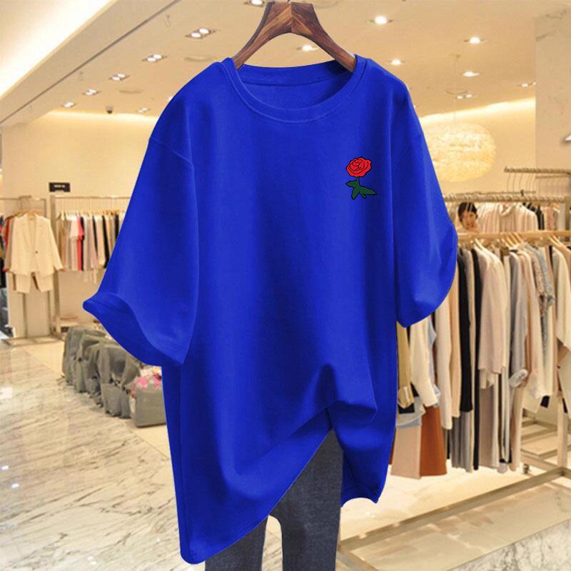 Women's Loose Plus Size White Round Neck T-Shirt, Short Sleeve, Summer 2026, Ideal As Base Layer or Simple Top