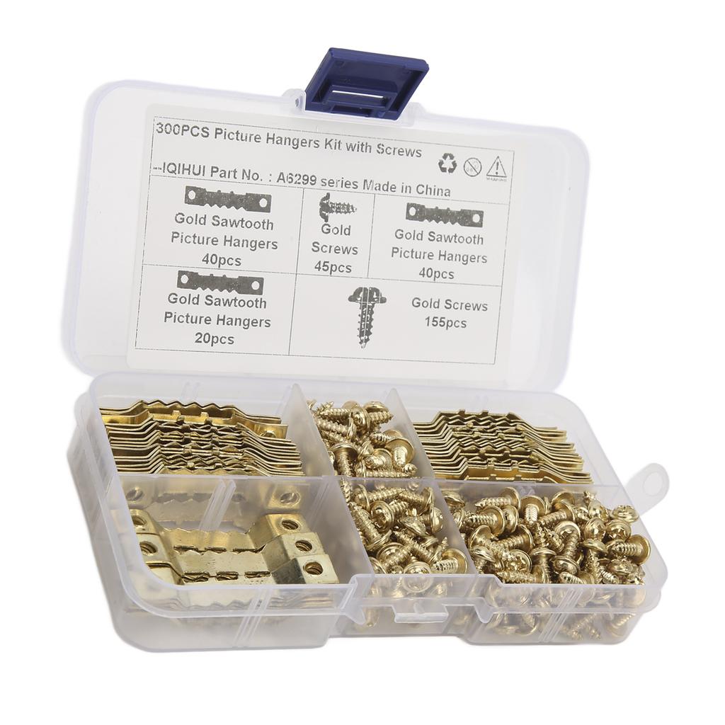 100Pcs   Picture Hangers Rust Resistant Stable   Seamless Sawtooh Frame Hanging Hooks with 200Pcs Screws