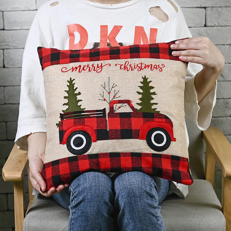 

Christmas Home Decor Red and Black Checked Flintcloth Pillowcase Pillowcase Pillowcase [without Core]