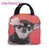 Unisex Food Warmer Bag Chihuahua Dog Lunch Bag Reusable Lunch Box Lunch Cooler Tote