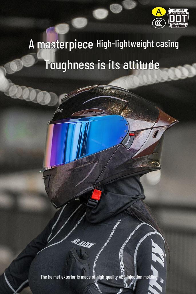 3C/DOT Color-Changing Dragon Motorcycle Helmet: Warm, All-Seasons, Half Helmet for Men and Women, Full Face Winter Safety Gear