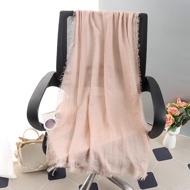Sciarpa grande da donna in cotone e lino di colore puro: Foulard musulmano primaverile/estivo, telo mare, scialle con protezione solare