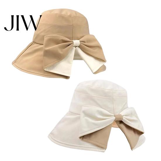 Packable Travel Hat with Bow 2 Pcs Women's Bowknot Bucket Hat, UV Protection Wide Anti Face Neck Brim Foldable Sun for Beach, Hiking, Camping, Outdoor