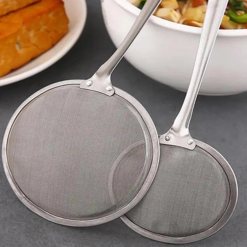 Oval Skimmer Stainless Steel Filter Mesh Oil Pot Food Filter Cookware Colander Fried Filter Kitchen Strainer Baking Cooking