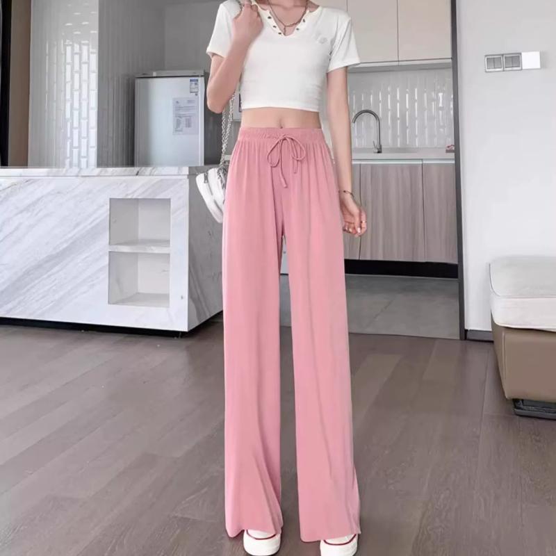 

Женские летние тонкие брюки из ледяного шелка, быстросохнущие, с прямыми штанинами, повседневные, охлаждающие, солнцезащитные, с высокой посадкой, свободные, укороченные XL