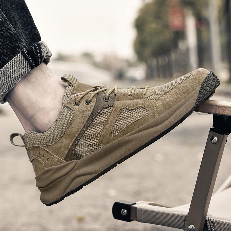 

Мужская обувь 2025 лето новая низкая спортивная удобная дышащая дезодорирующая для ног альпинистская трендовая обувь мужская корейская обувь на платформе 45 хаки