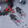 Exaggerated Halloween Necklace Punk Style Gothic Earrings Cool Lace Flower Jewelry Set  Festival